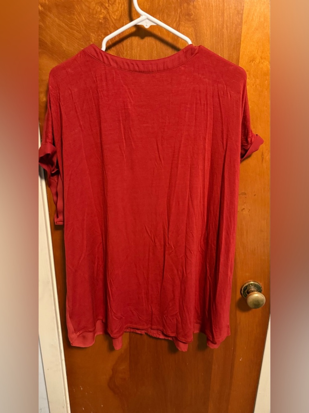 Fortune + Ivy Belinda Plus-Size Crochet-Trim Button Front Blouse in Rust - Picture 7 of 12